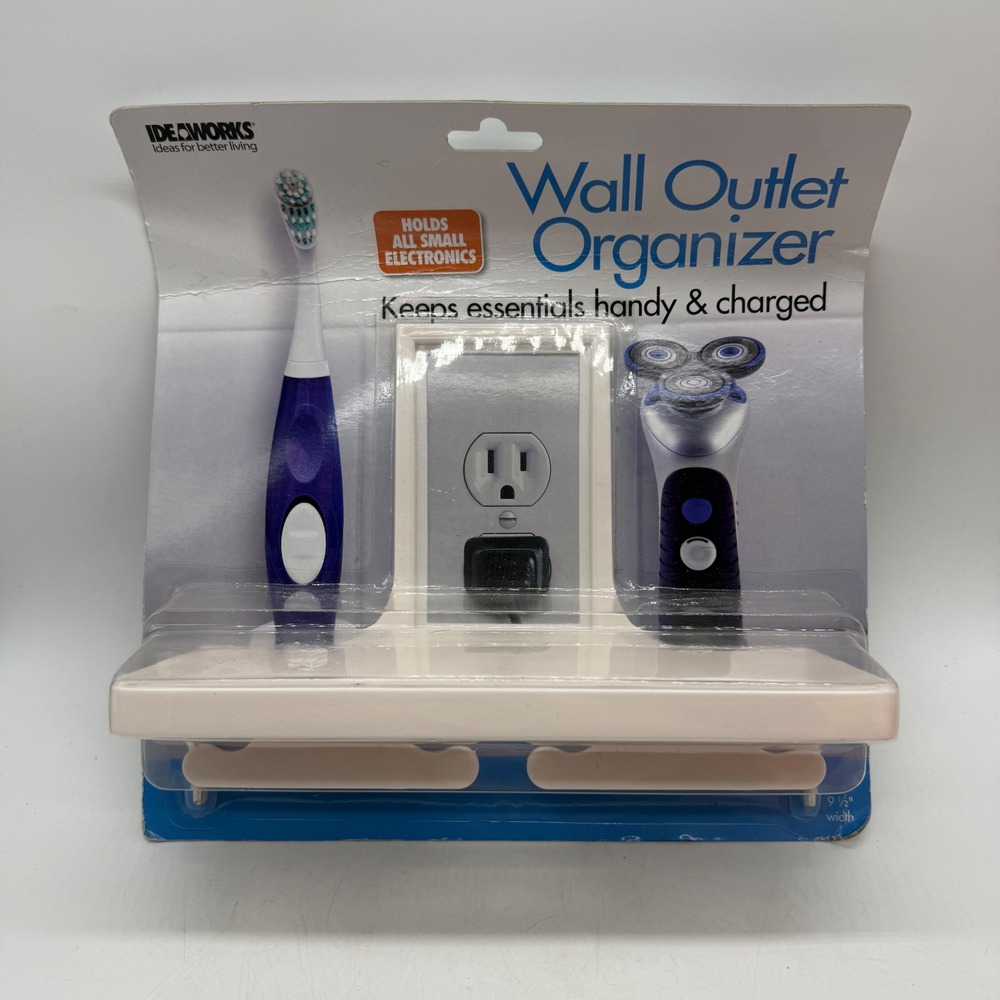 Ideaworks Wall Outlet Organizer White Plastic Charging Shelf JB7555